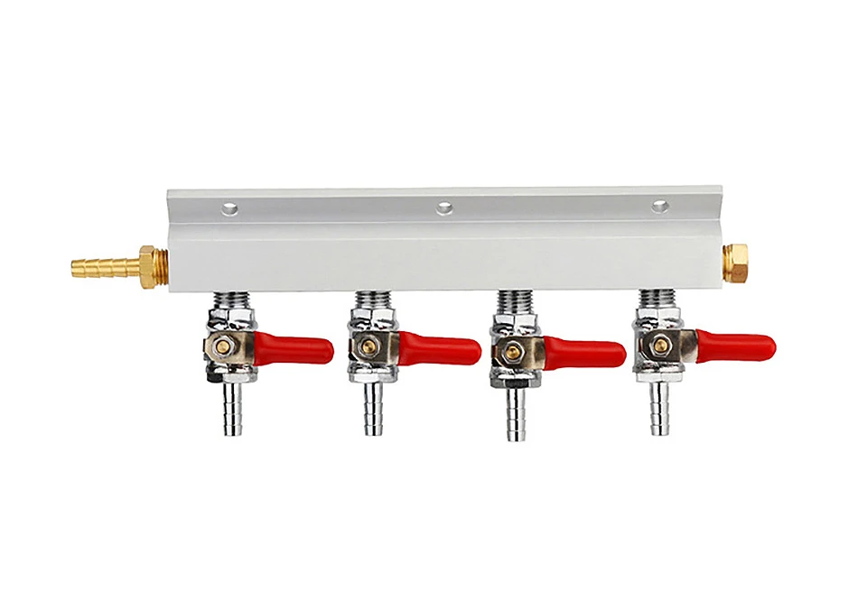 Gas Distributor - CO2 Manifold 4-way 1/4" Barb